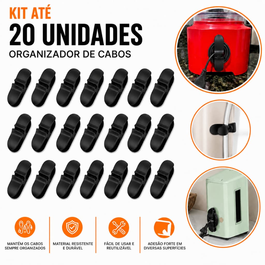 kit 20 / 10 / 5 / 4 unidades organizador de cabos e fios organizador casa e cozinha para liquidificador e mixer