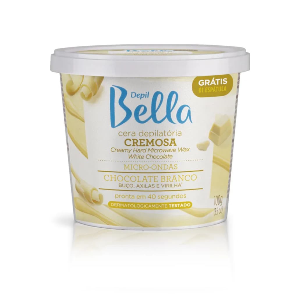 Cera Depilatória Cremosa Microondas Chocolate Branco 100g Gratis 1 Espátula Buço, Axila e Virilha
