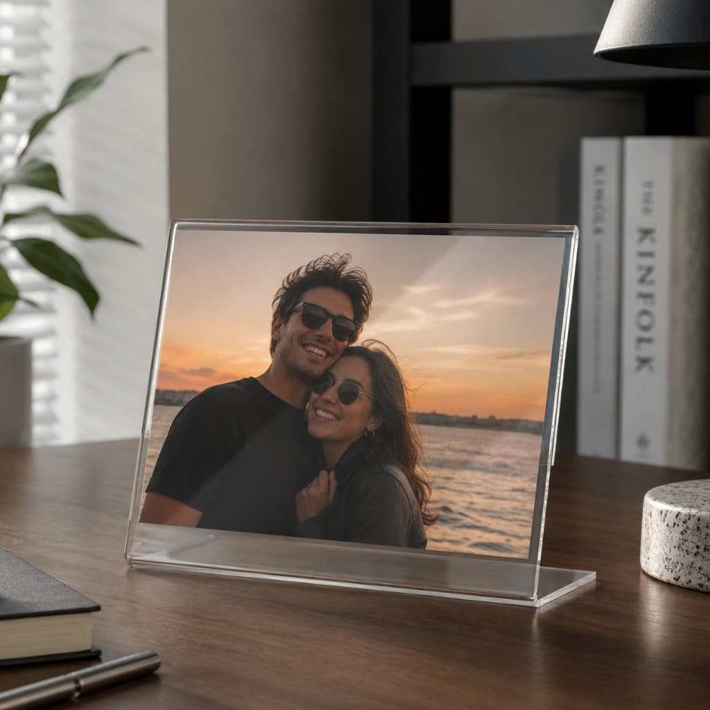 Suporte Horizontal de Acrílico - Porta Retrato, Informações, Fotos de Mesa - Versátil