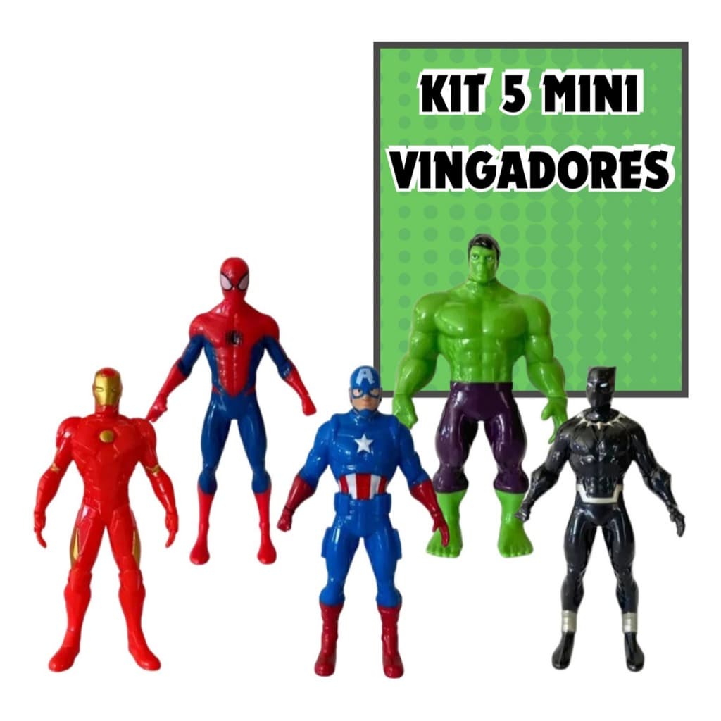 Brinquedo Bonecos Miniatura Super Heróis Marvel Coleção Vingadores kit 5