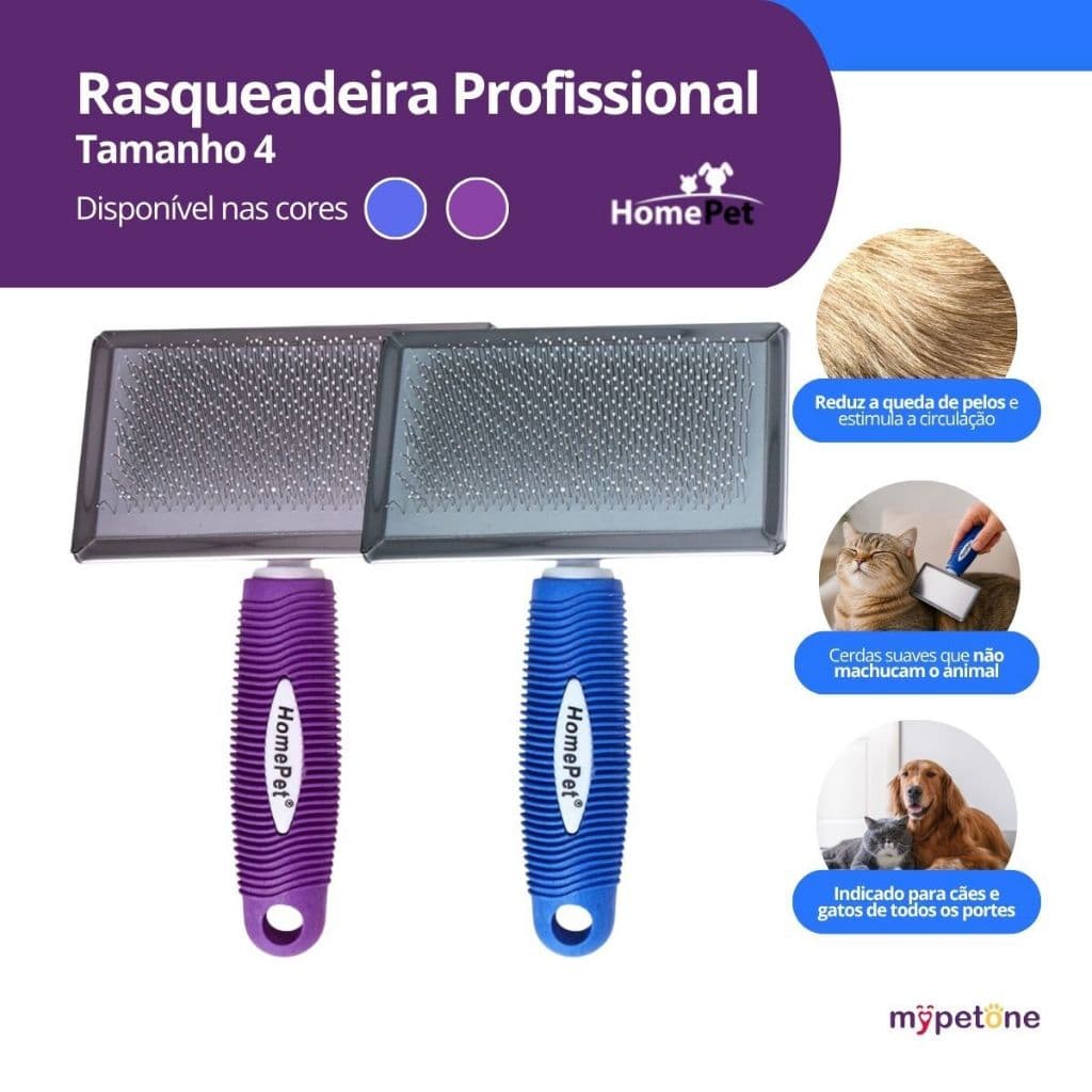 2 Rasqueadeira Profissional Nº4 para Cães e Gatos Home Pet Escova Remove Pelos Nós - Sortida
