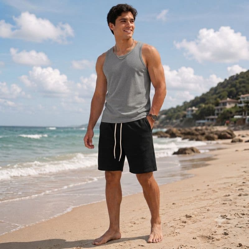 Kit Presente Masculino Regata E Bermuda Linho Dia dos Pais