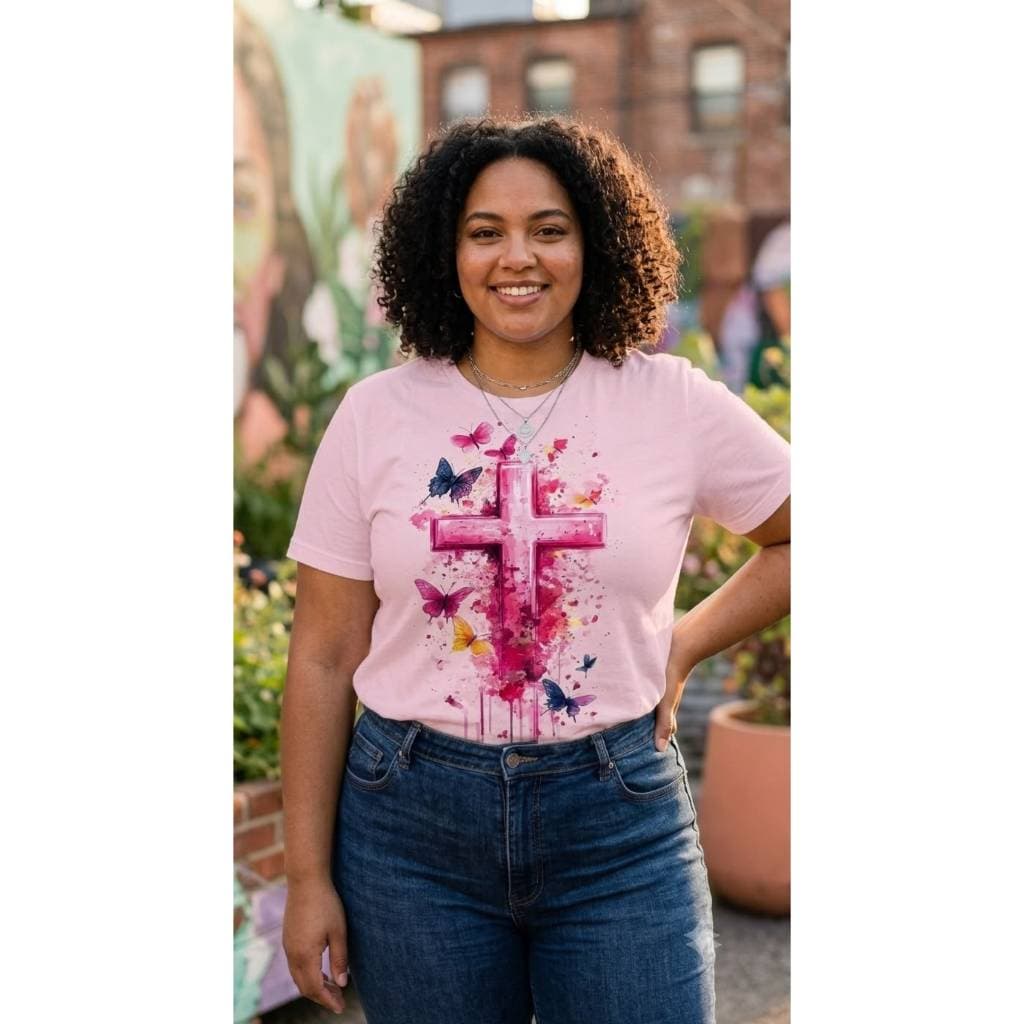 T-shirt Camiseta Plus Size Feminina Estampa De Cruz