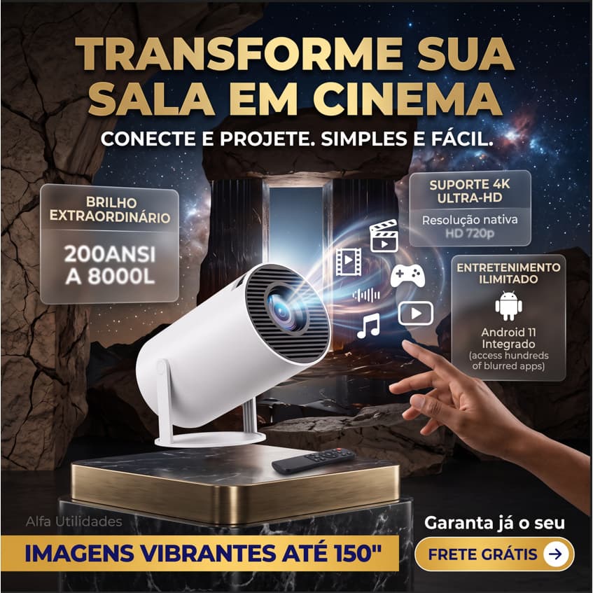 Projetor Hy300 Wifi 4K Android Bluetooth Cinema em Casa