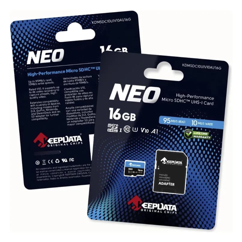 Cartão de Memória Micro SD 16GB Keepdata Neo Classe 10 UHS-I U1 95MB/s Full HD