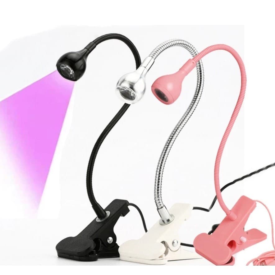 LED Luminária UV para Unhas com Clipe e Haste Flexível, Secador de Esmalte em Gel para Manicure Caseira e Profissional