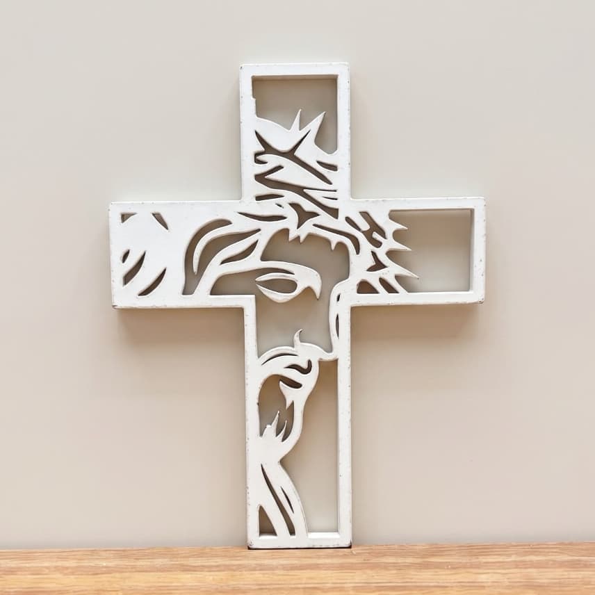 Painel Decorativo Cruz com Rosto ou Nome de Jesus | Parede | 18cm | Fé e Decoração