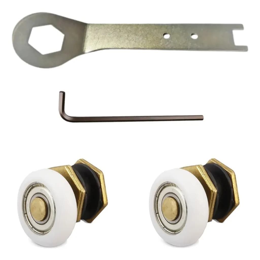 Kit 2 Roldanas Para Box de Vidro de 8 mm + 2 Chaves (1 Allen + 1 Regulagem)