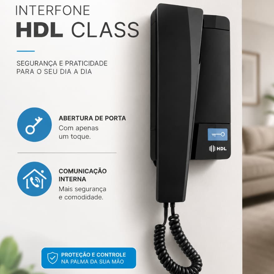 Interfone HDL Eletrônico Residencial Porteiro Eletrônico Class Áudio Class Telefone Com Botão