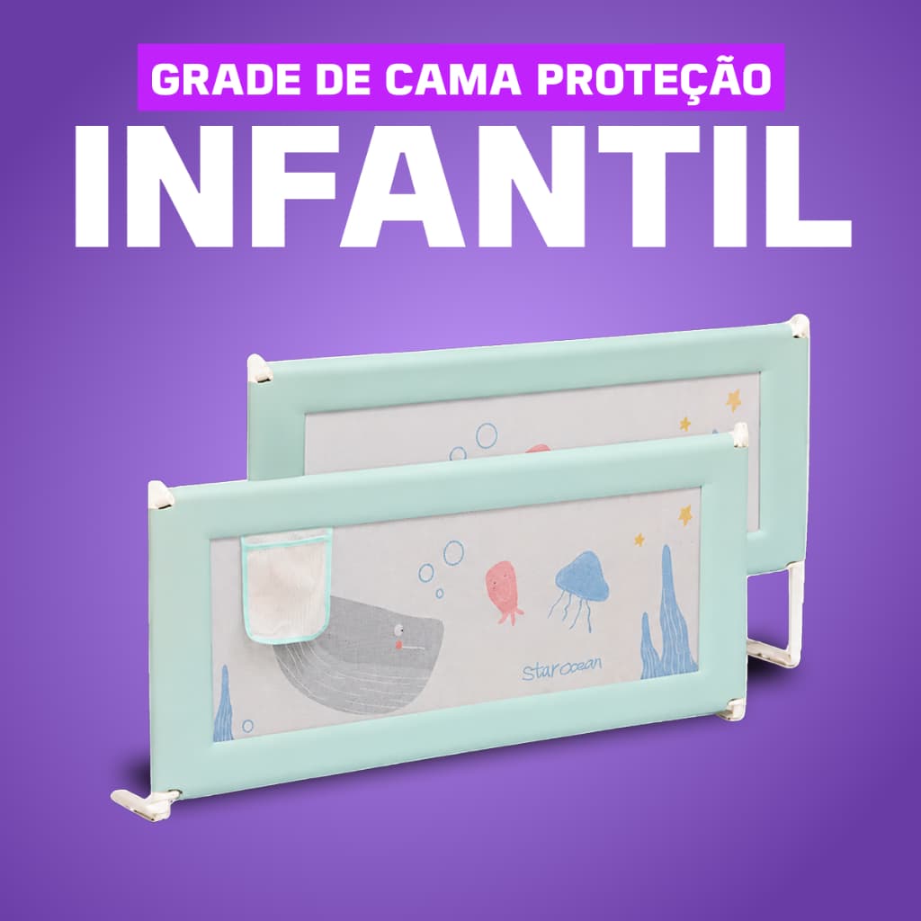 Grade de Cama para Proteção Infantil Idosos Bebê Articulável 1,5m 1,8m 2m