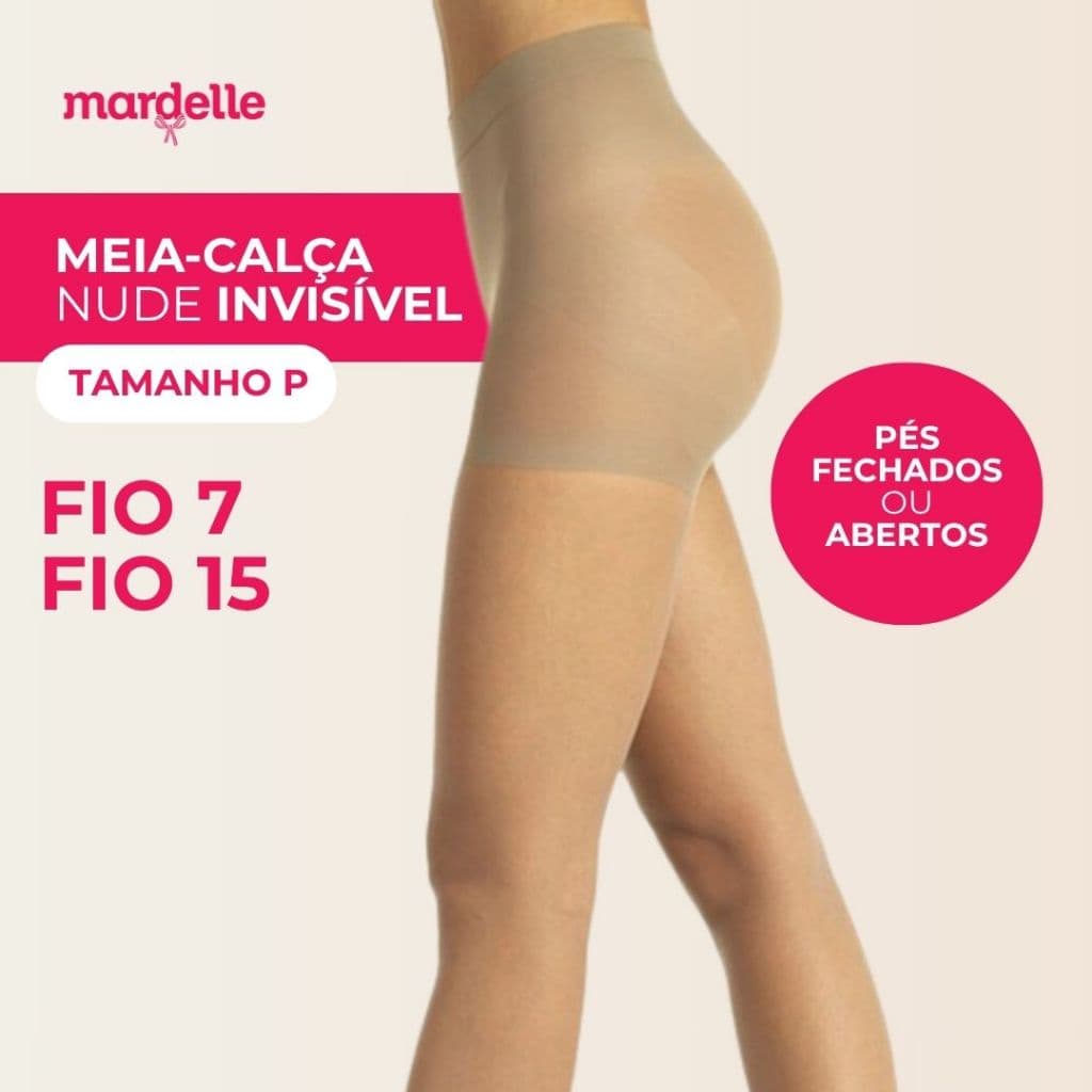 Meia Calça Fina Invisível Fio 7 E 15 Tamanho P Bege Nude Pés Abertos Ou Fechados