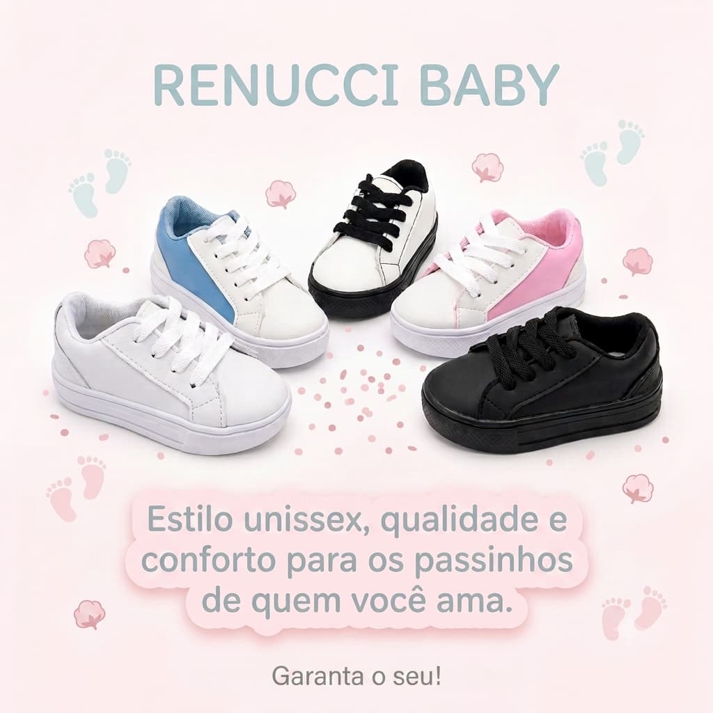 Tênis Infantil Casual Unissex Branco Menino Menina Confortável Antiderrapante Leve