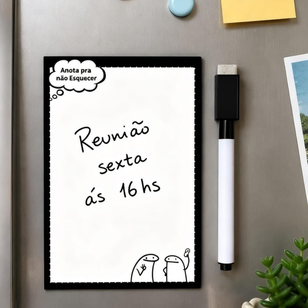 Imã de Geladeira Lousa de Anotação Magnética + Caneta Quadro Branco escreve e Apaga