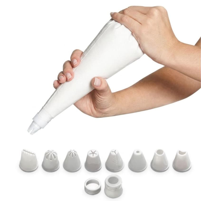 Kit Para Confeitar Com Anel, Rosca E 8 Bicos Saco De Pvc