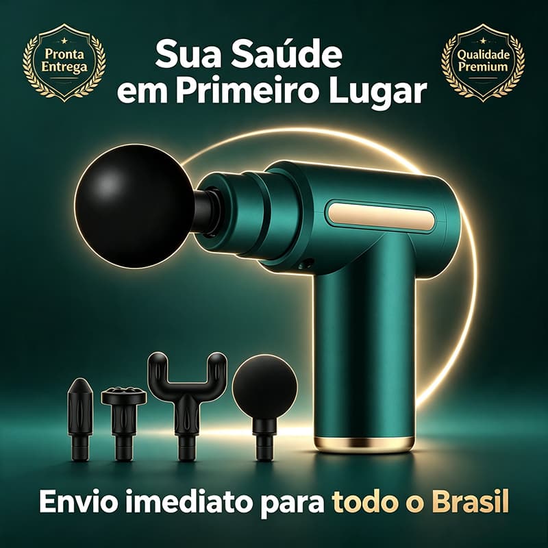 Pistola de Massagem Muscular Mini Premium 4 Ponteiras Portátil Silenciosa Alívio Tensões Academia Casa Pronta Entrega To