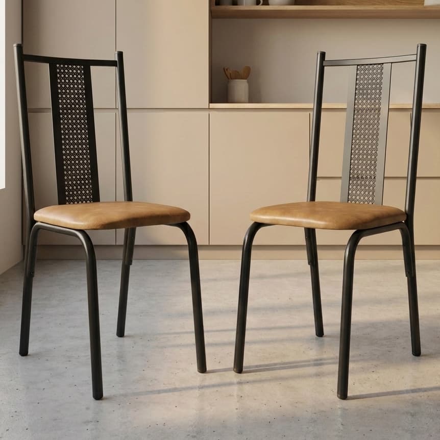 Kit 2 Cadeira De Jantar Com Assento Estofado Para Cozinha Sala De Jantar Design Moderno E Resistente