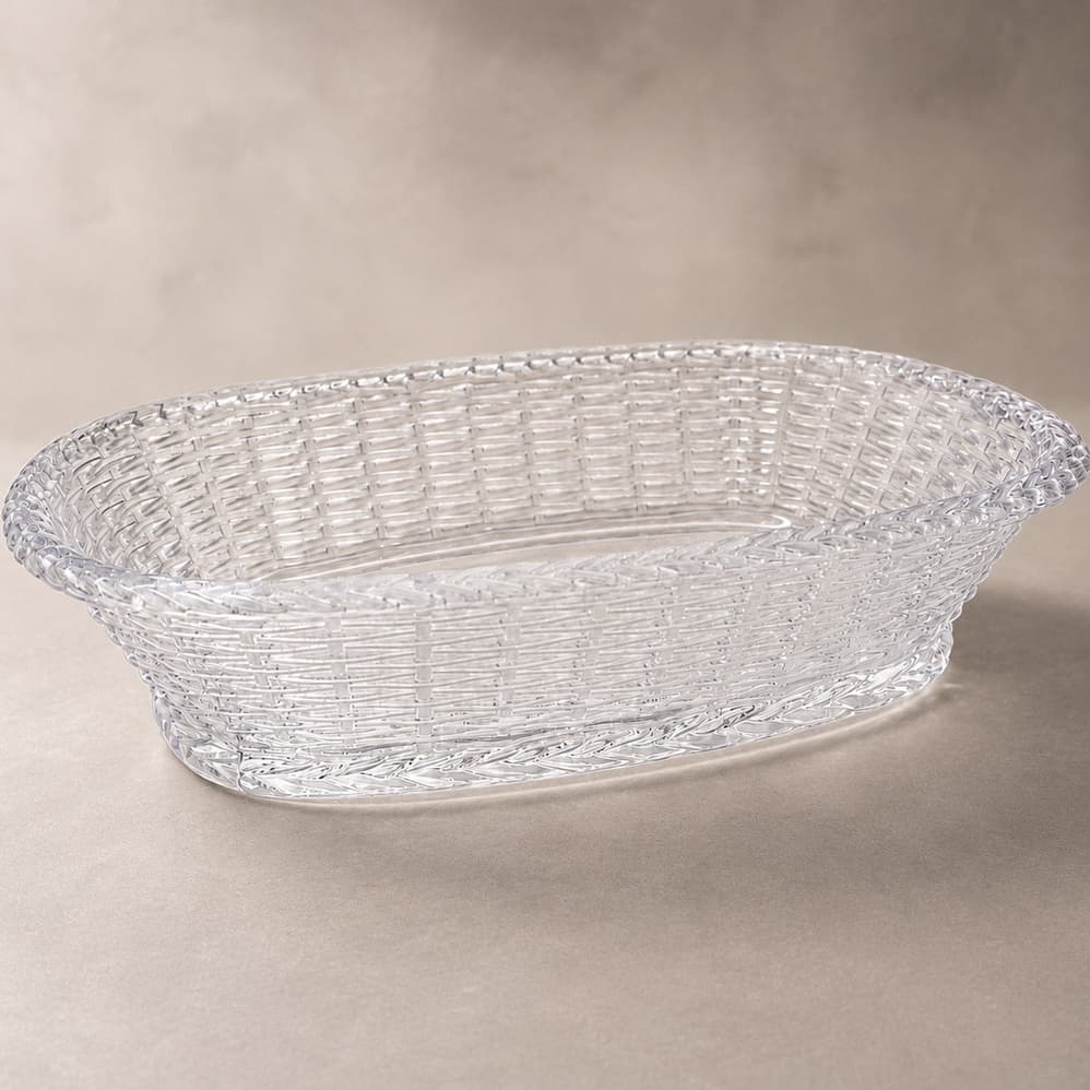 Cesta Porta Pão Oval Trança - Cesta Plástico Cristal Translúcido
