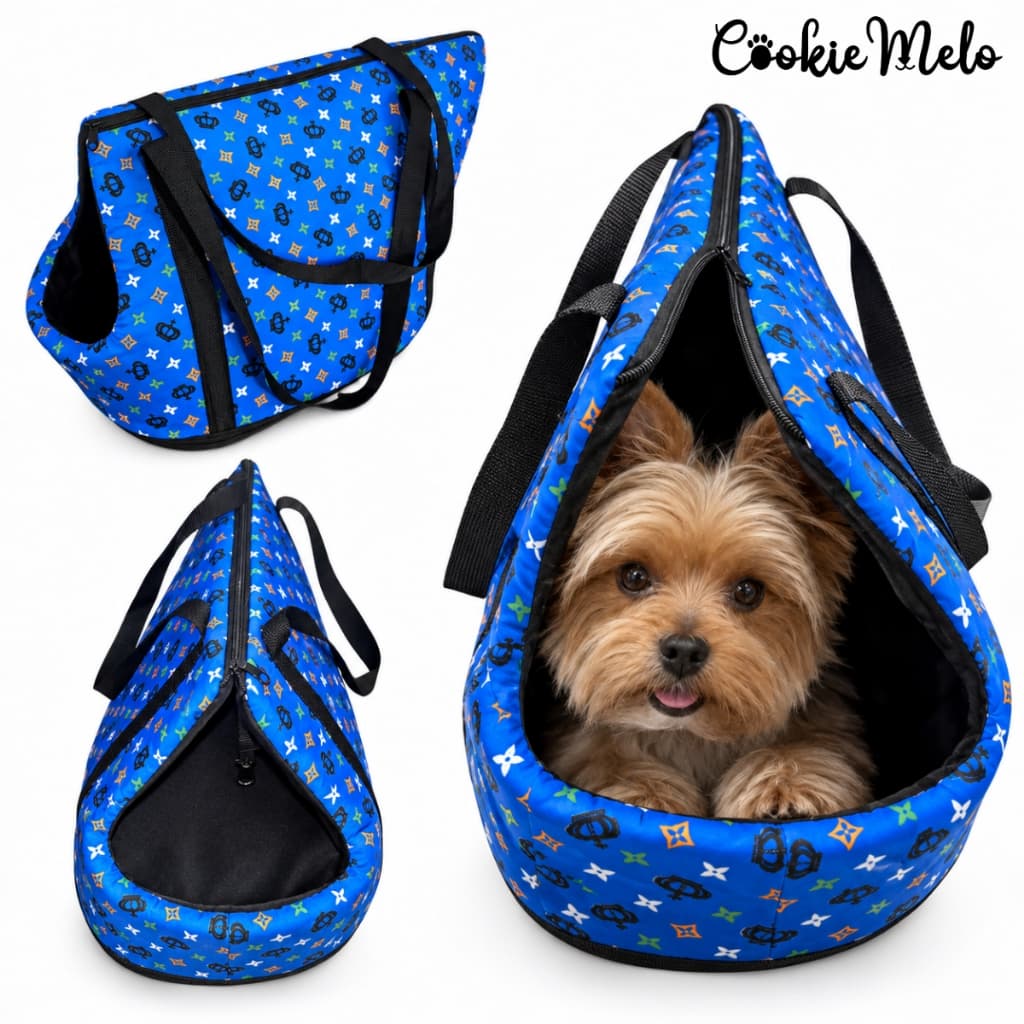 Bolsa Pet Azul Para Transporte Viagem Passeio Seguro Para Cachorro E Gato Resistente PRONTA ENTREGA