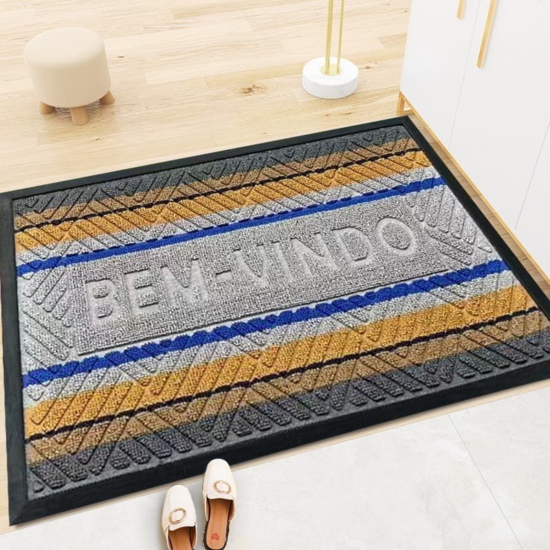 Tapete Capacho Bem-Vindo Emborrachado Antiderrapante 60x40cm Entrada Porta