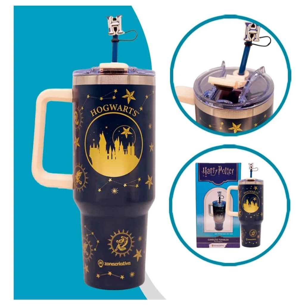 Caneca Térmica 1,15 Litros Com Canudo E Bico Tampa Trava Click Caixa Presente
