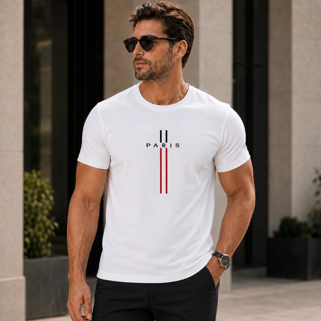 Camiseta Masculina Básica Paris Camisa Masculina Básica Paris Elegante