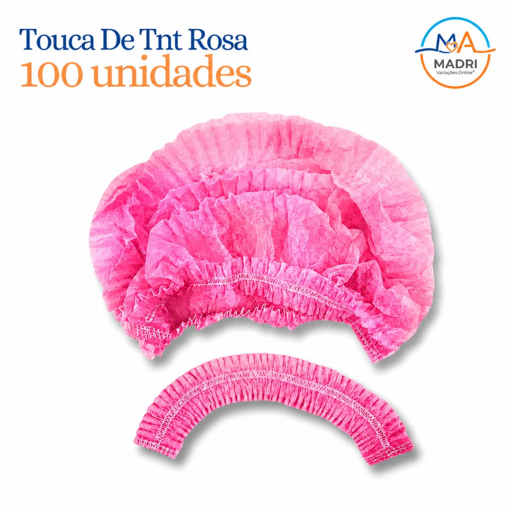 Kit 100 Toucas Descartáveis TNT Rosa com Elástico Sanfonada