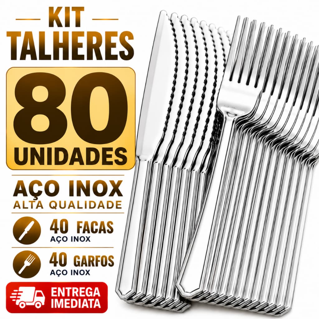 Combo 80 sendo 40 garfos + 40 facas Casa Cozinha Restaurante Buffet Qualidade Resistência Utilidades