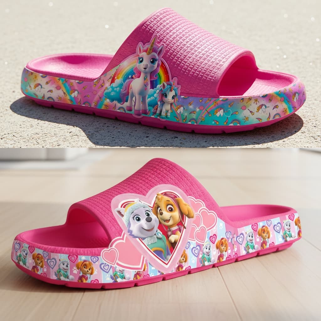 Chinelo Pala Slide Nuvem Sandália Papete Infantil Juvenil Menina Desenhos leve Ante Derrapante