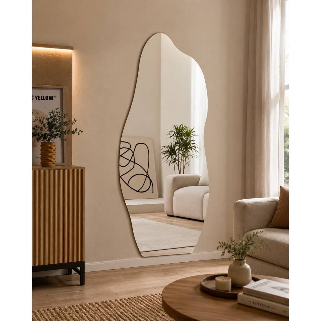 Espelho Orgânico 60x120 Lapidado com Suporte | Espelho DecorativoModerno para sala quarto banheiro hall modelo pinterest
