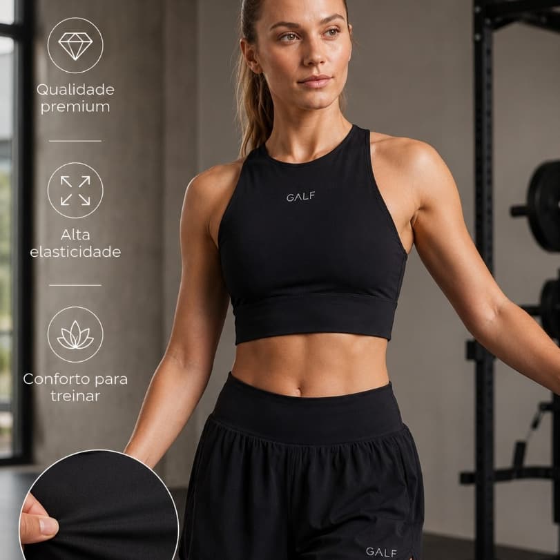 Conjunto Fitness Beach Tennis Feminino Poliamida  Roupa Academia Treino Short Top Premium