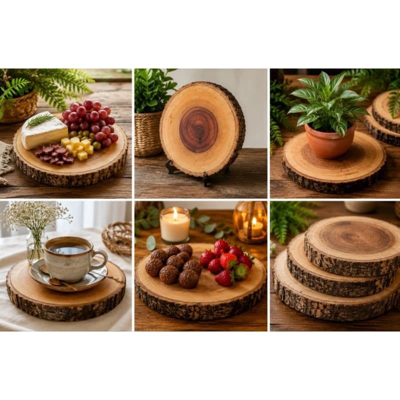 Bolacha de Madeira Rústica Grossa Base Natural para Decoração