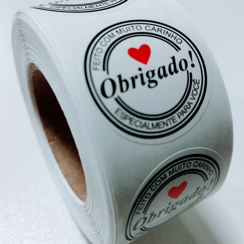 500 Etiquetas Adesivas Obrigado | Adesivo Vinil para Embalagens, Delivery e Encomendas