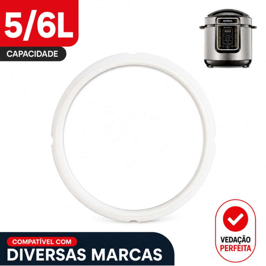 Borracha Vedação Panela de Pressão Elétrica 5/6L Compatível Diversas Marcas
