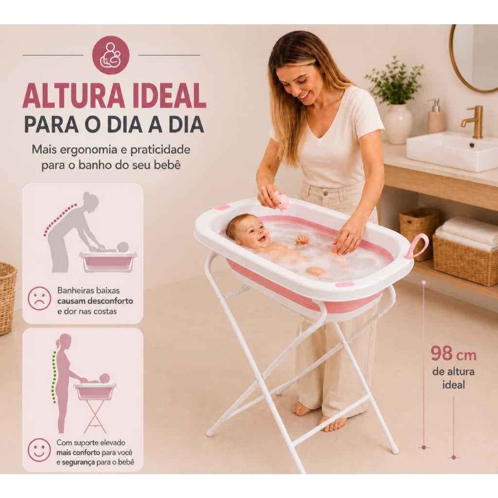 Banheira dobrável com suporte resistente leve compacta 30L