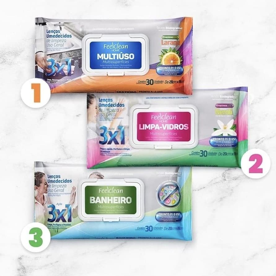 Lenço Umedecido de Limpeza FeelClean Home c/ 30 un.