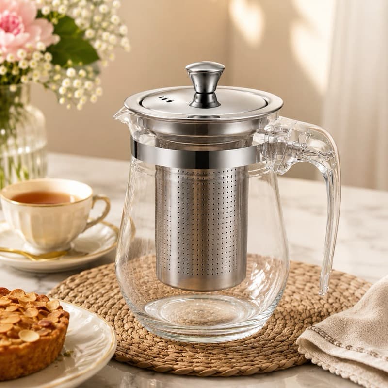 Chaleira de Vidro 500ml com Infusor em Aço Inox Bule para Chá Café e Infusões Resistente ao Calor
