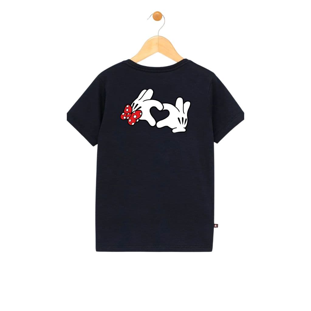 Camiseta Adulto e infantil mão coração MKey Algodão