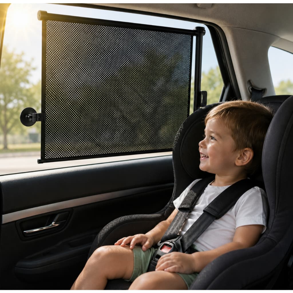 Protetor Solar Retrátil para Janela de Carro com Ventosa Bloqueio UV Universal