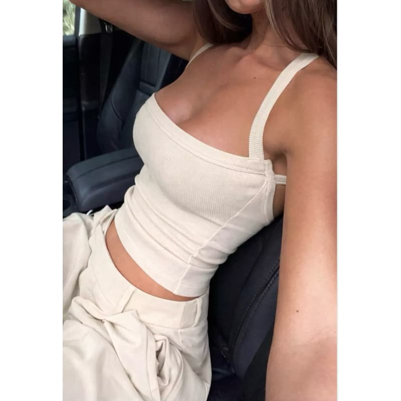 Blusa Feminina Regata Moda Gringa Ana Castela decote reto básica lisa Algodão