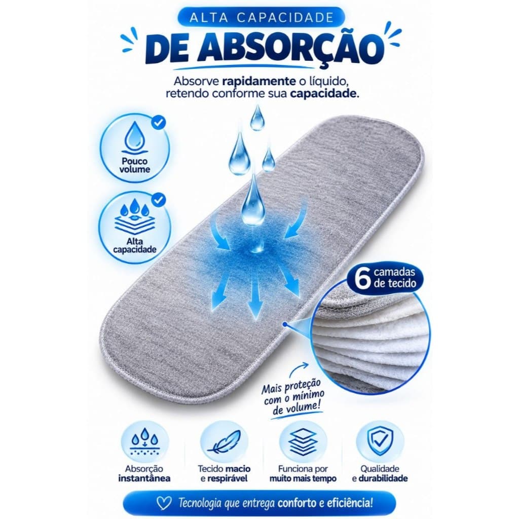 10 absorventes para fralda ecológica fralda reutilizável 6 camadas para bebê para criança cinza