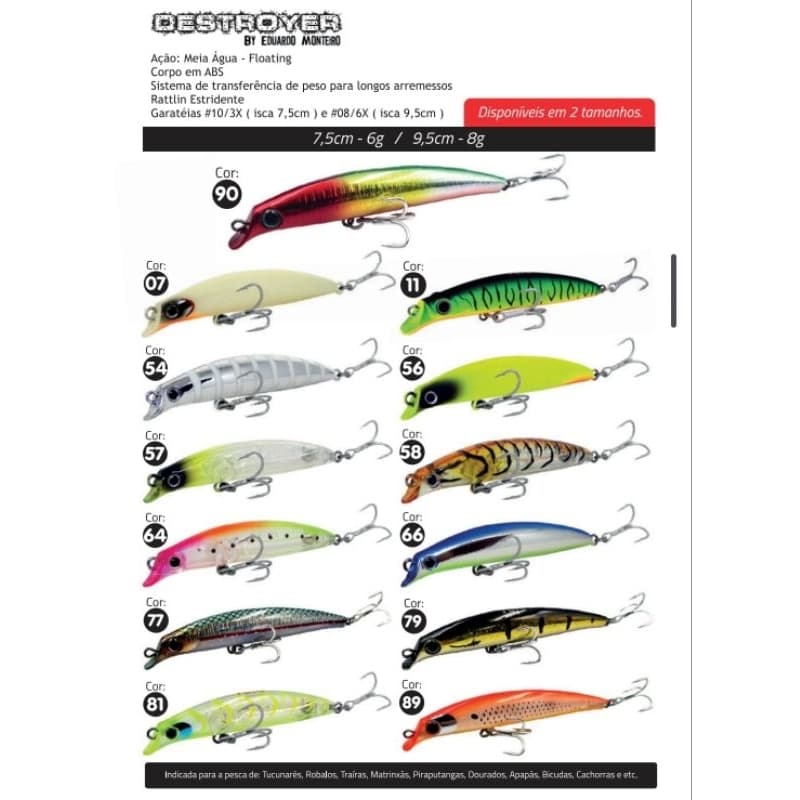 Isca Artificial Yara Destroyer 7,5cm 6g Floating By Eduardo Monteiro | Tucunaré, Traíra, Robalo e Dourado
