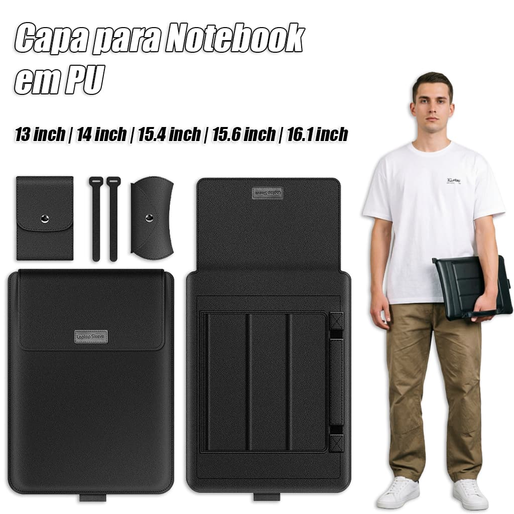 Case Capa Notebook Air M1 / M2 Notebook Multifuncional Macbook Em Couro 4 Em 1, 13-14 Pol Base