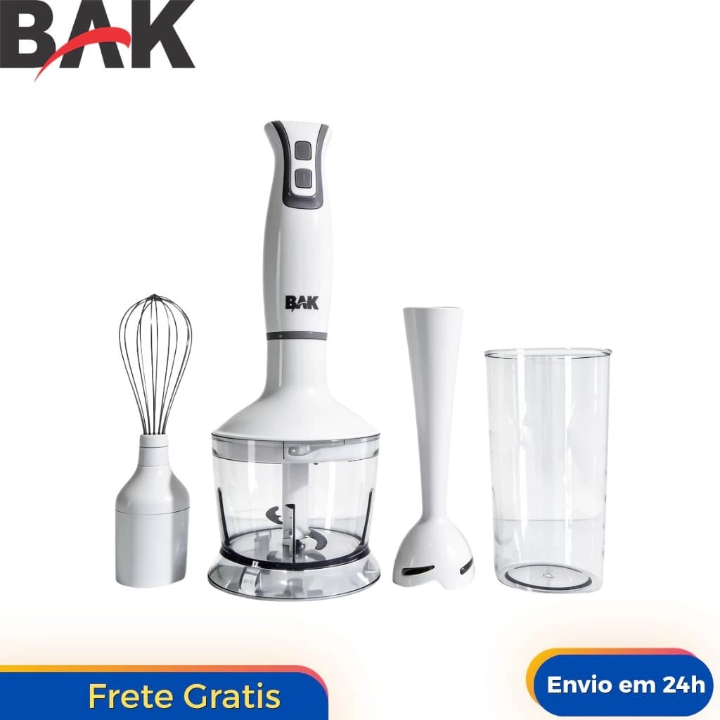 Mixer Elétrico Turbo 3 Em 1 Branco 250W 110/220V BAK Off White Tritura Mistura