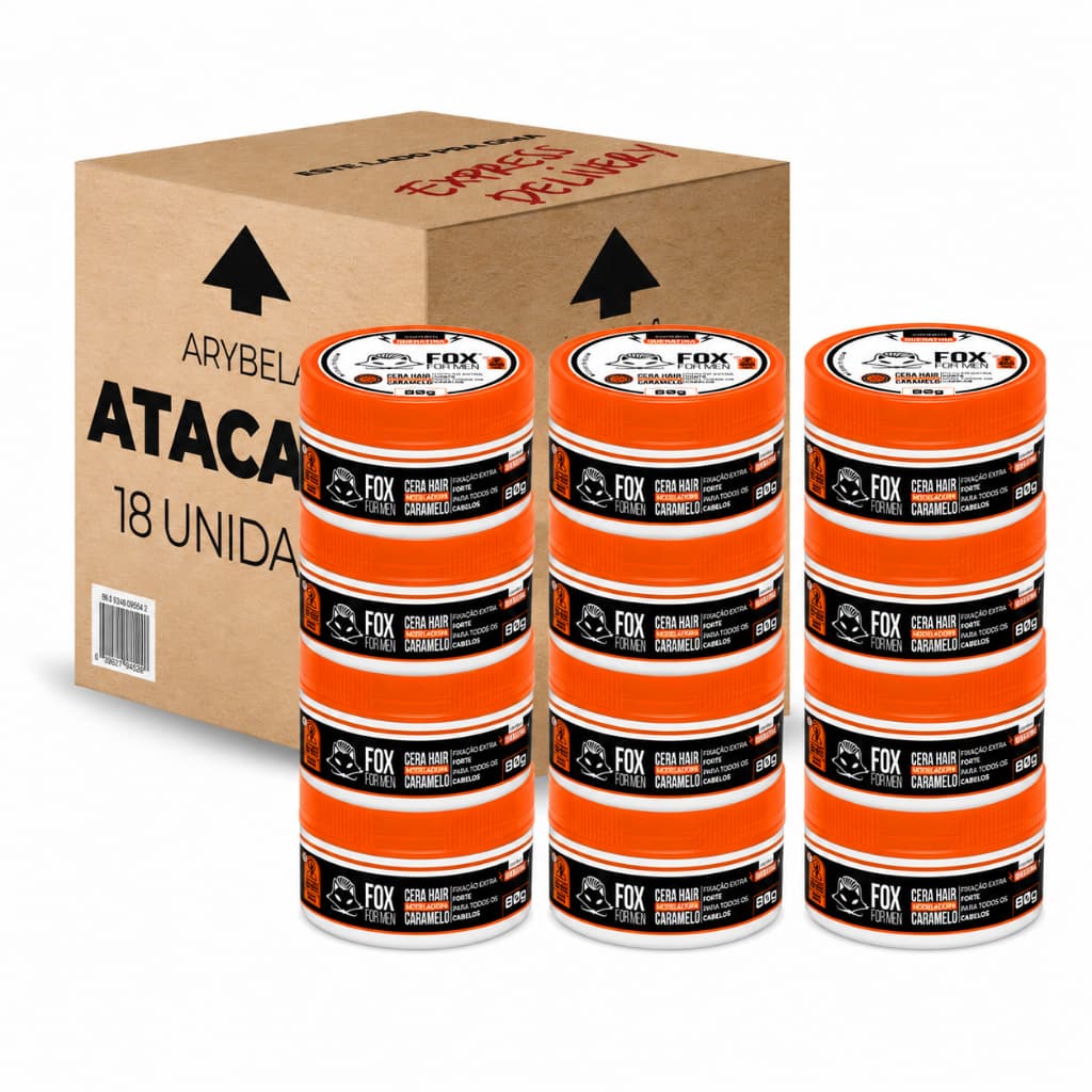 Pastas Modeladoras Wax Capilar Hair Caramelo 80g Kit 18 Unidades para Modelagem e Fixação