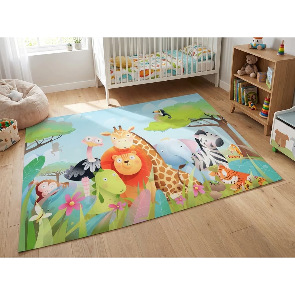 Tapete Kids Amarelinha Pink e Azul 1,00x1,40 Antiderrapante