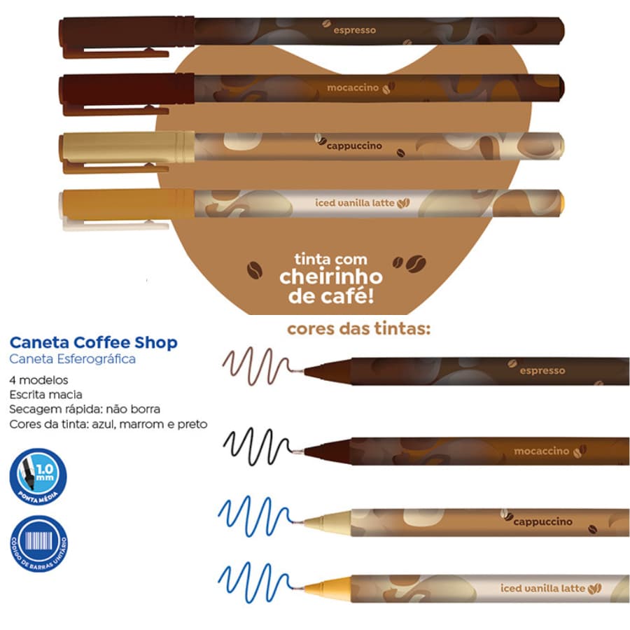 Caneta Esferográfica Tris Holic Coffee Shop 1.0mm Café
