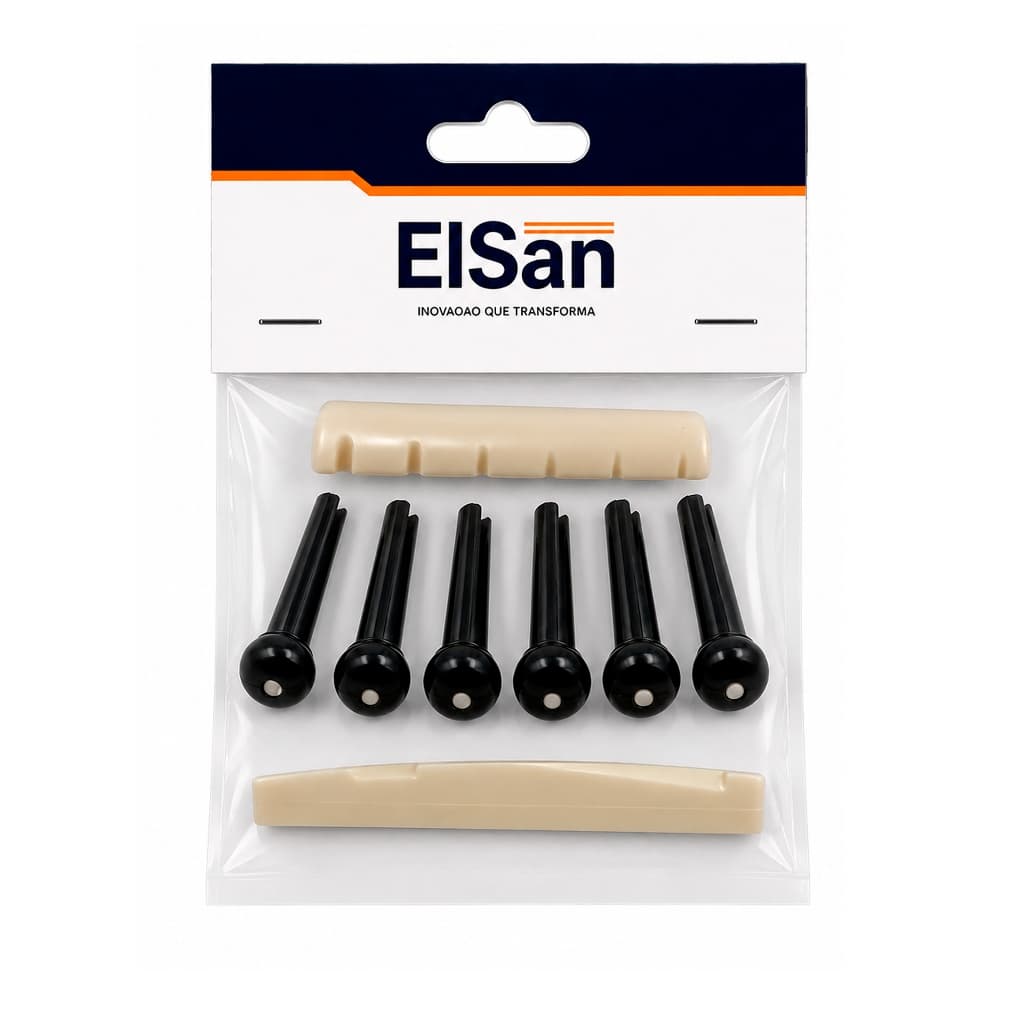 kit 6 pinos + pestana + rastilho para violão Preto e Marfim