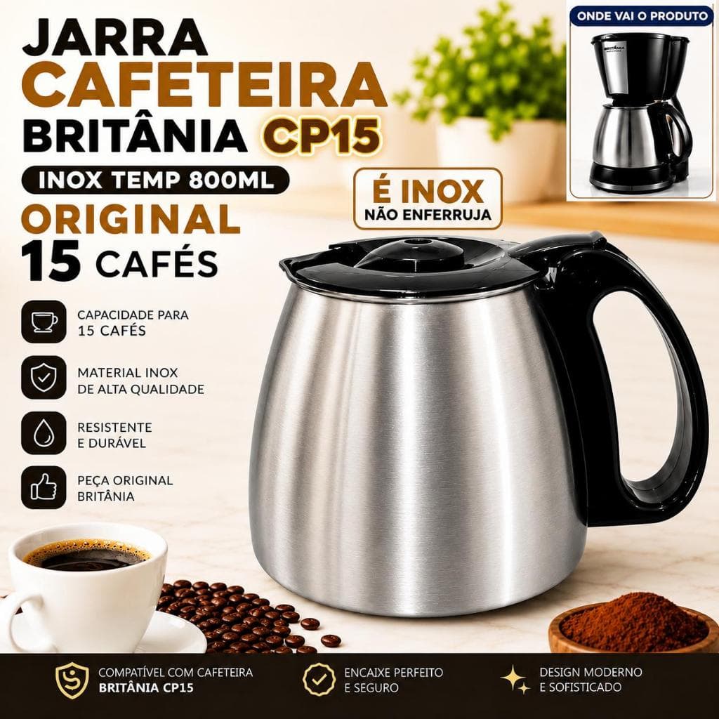 Jarra Copo Cafeteira Inox Britânia CP15 CP 15 Original 15 Xícaras 800ml