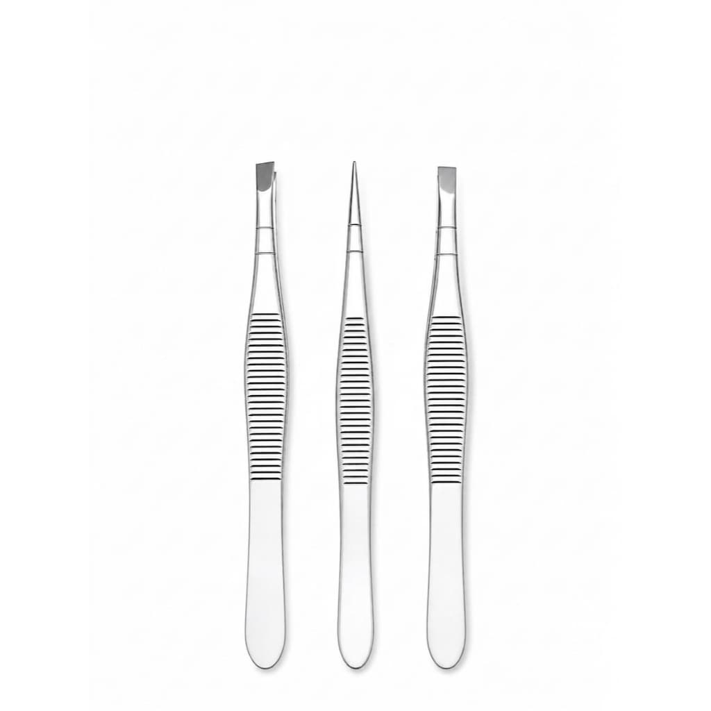 Kit 3 Pinças Profissionais para Sobrancelha Aço Inoxidável Alta Precisão