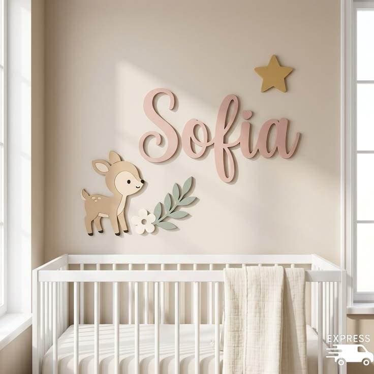 Nome decorativo personalizado, aplique de parede pintado ou cru, letras em mdf 3mm para quarto